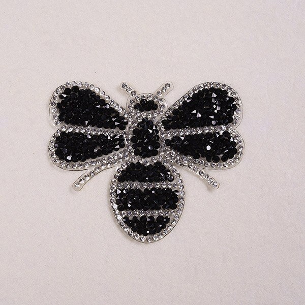 Prachtige Strass Patches Applicaties Voor Kleding Mooie Bee Decor Voor Kids T-shirts DIY Iron Sticker Voor Kleding: zwart