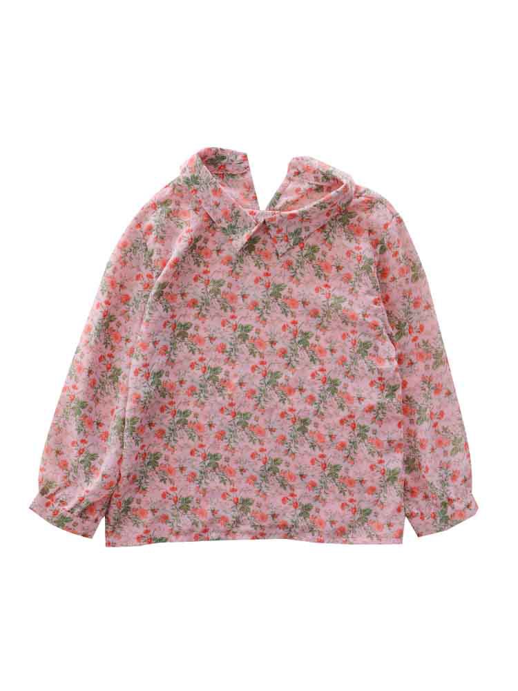 Camisa floral de chifón para niñas de verano de manga larga para niños de 3 a 8 años