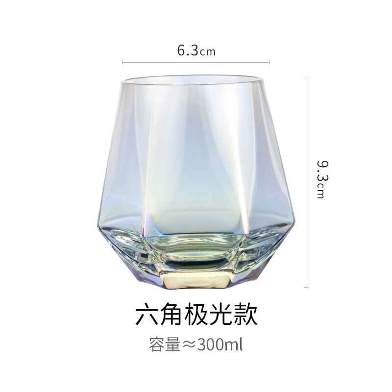 Verre à whisky Hexagonal irrégulier de 300ml, verre en diamant Transparent, pour la maison, le Club, le Bar, le Cocktail, la bière et l'eau,: Symphony 1pcs