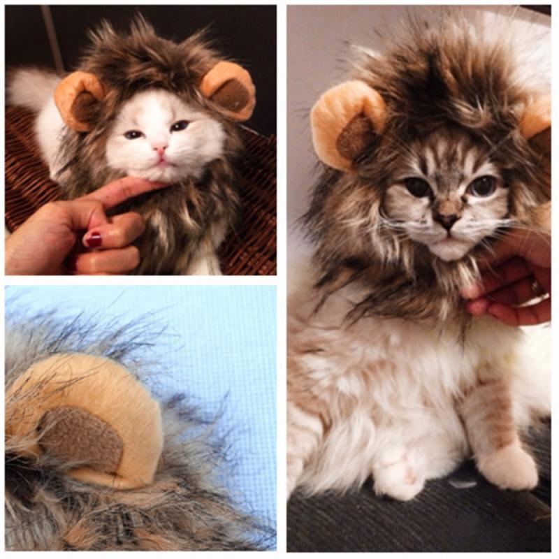 Funny Cute Pet Cat Costume Lion Mane Hair Cap Hat For Cat Dog Halloween Christmas Clothes Fancy Dress With Ears Cat Costumes