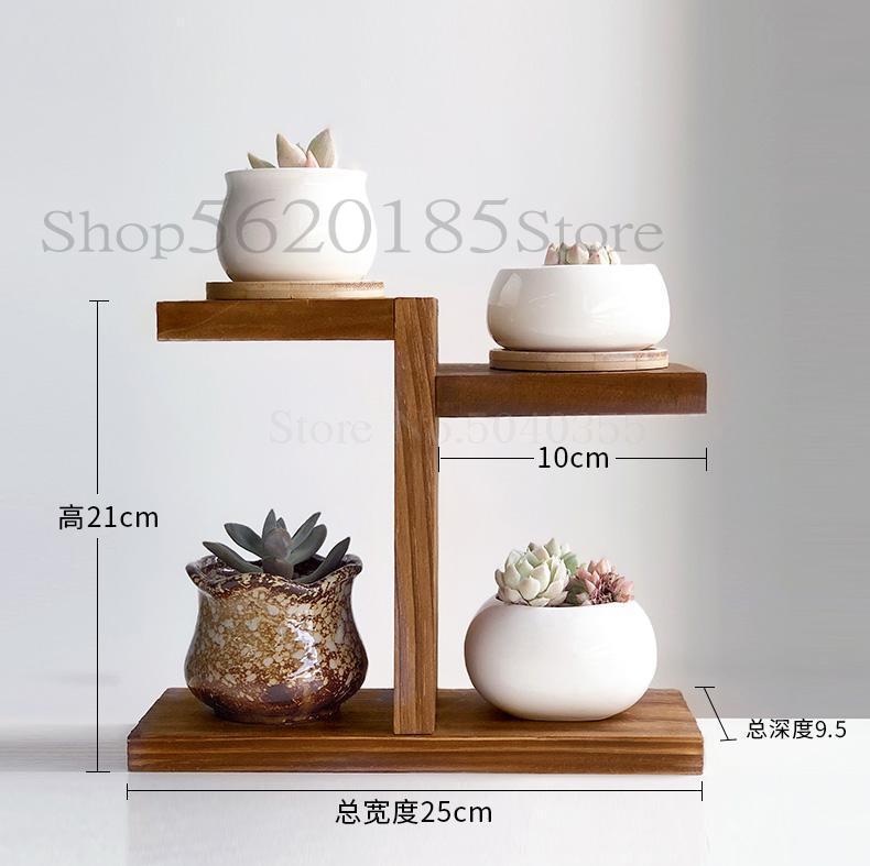 Solid wood desktop flower stand indoor multi-layer small flower stand green flower frame decoration living room window pot rack: VIP 2