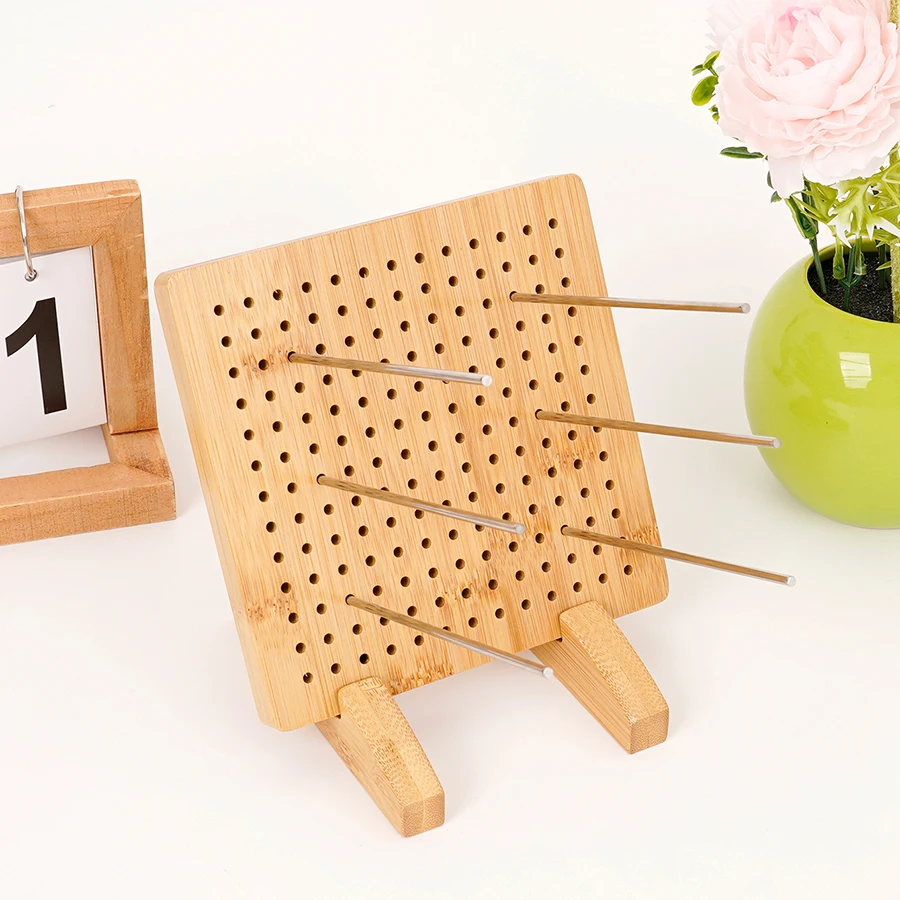 Houten gehaakte blokkeerbord voor thuis - Handgeweven garenroosterpaneel met gaten, breitweefgetouw, blokkeermat voor handwerk: Default Title