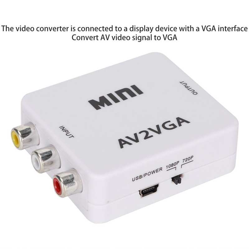 1080P Mini Video Convertor RCA AV to VGA Video Converter Conversor with 3.5mm Audio AV2VGA / CVBS + Audio to PC HDTV