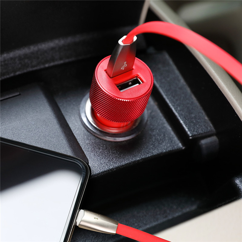 ROCK 5V 2.4A Mini Dual USB Auto Ladegerät Schnelle Lade Metall Auto-Ladegerät Auto-Lade 2 Port 12W für iPhone XS MAX X 8 7 6 Samsung