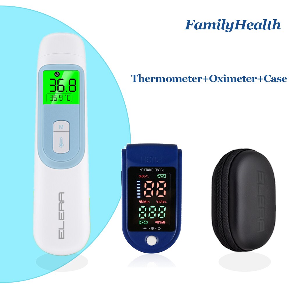 Vinger Pulsoxymeter Thermometer Voorhoofd Oor Gezondheid Bloed Zuurstof Care Set Infrarood Familie Gezondheid Hele Set Kit: Default Title