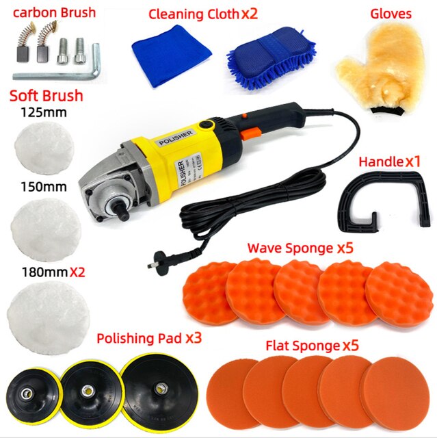 220V/110V 1400W Car Beauty Polishing Machine Set Car Waxing Machine Polishing Machine: Yellow / EU