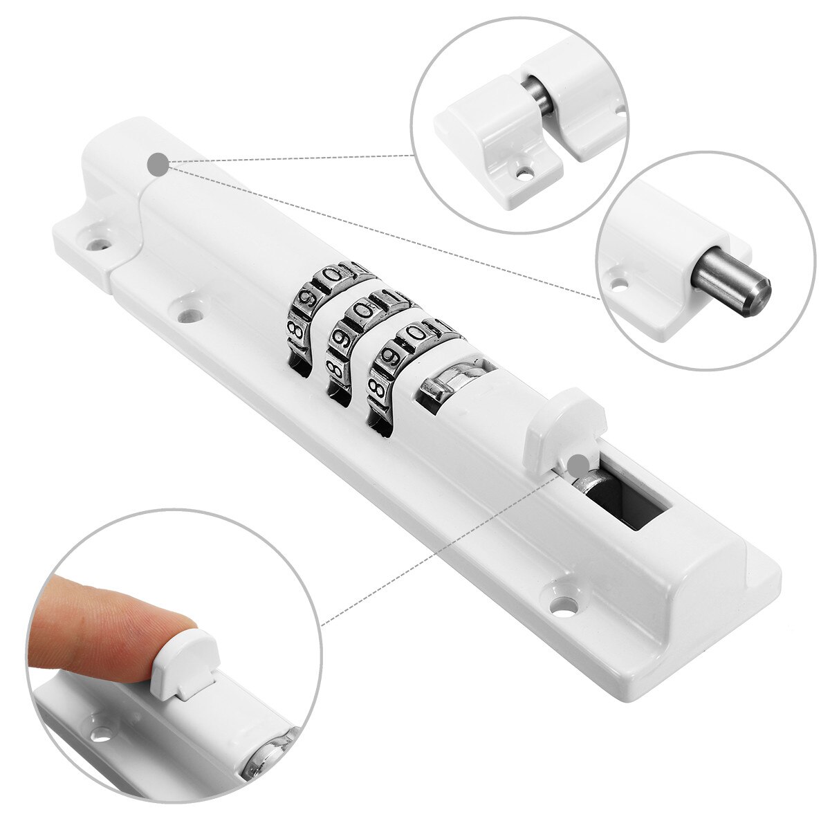 Door Bolt Lock Sliding Combination Code Resettable For Gate Shed Garage Cabinet Safety Black White for Horizontal Vertical