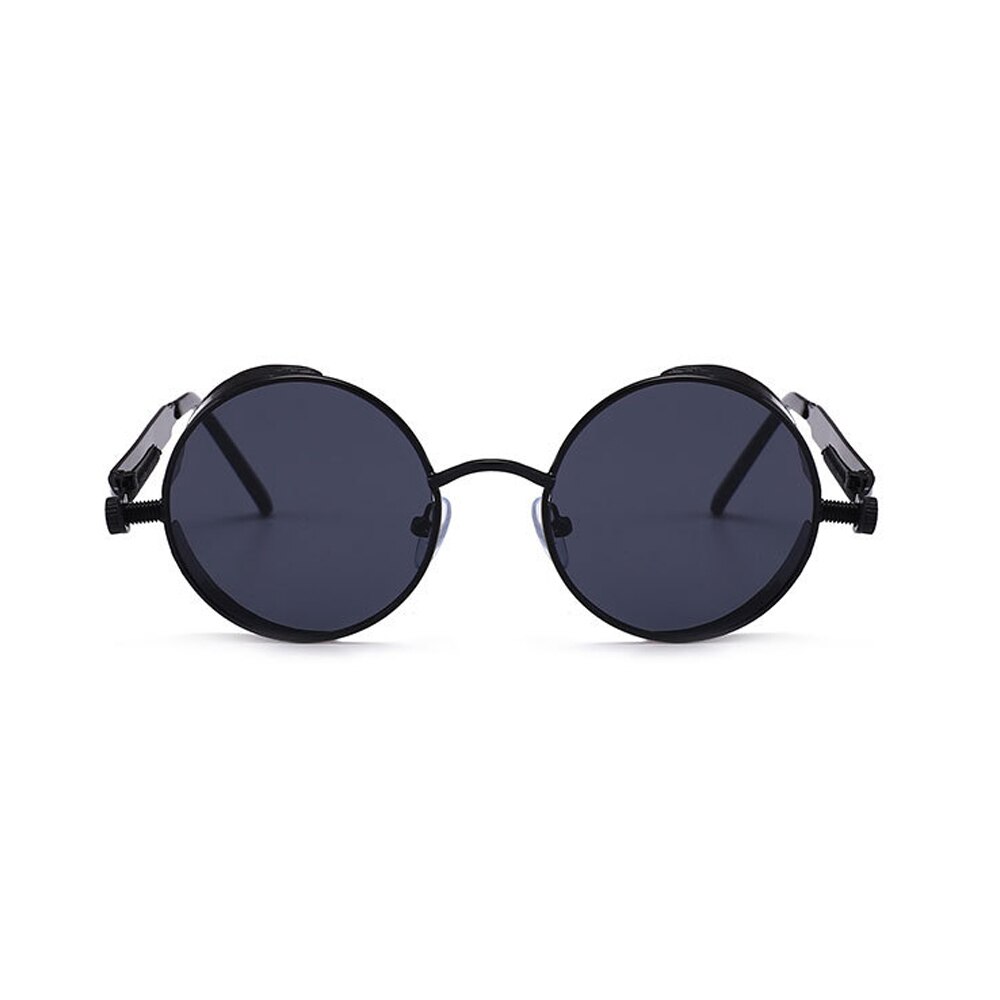 VIVIBEE Vintage Steampunk Red Sunglasses Men Round Punk Alloy Metal Retro Sun Glasses Women Goggles Gothic Style Shades