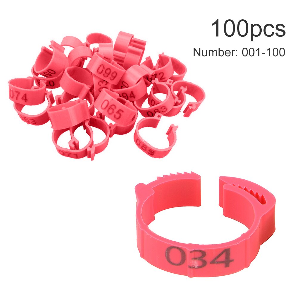 100PCS Chicken Leg Bands Chicken Poultry Rings 4 Colors Pigeon Geese Quail Bird Ring Carry tools Feeding Logo Poultry Ring Bird: 04