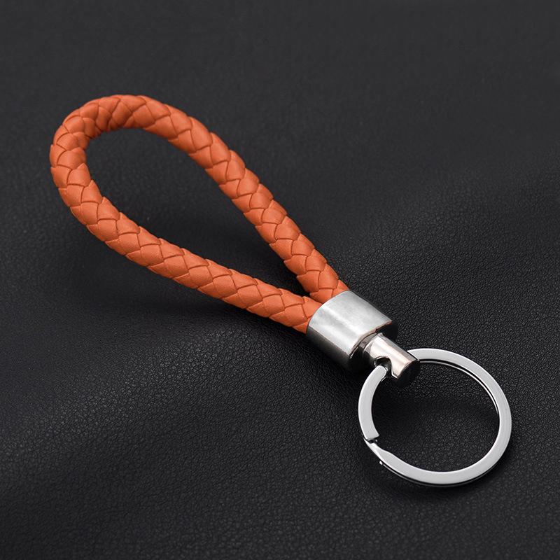 Goede prijs Handgemaakte Heren Lederen Sleutelhanger onder $1 Metalen sleutelhangers Sleutelhangers voor vrouwen Sleutelhouder Auto sleutelhanger lot: orange