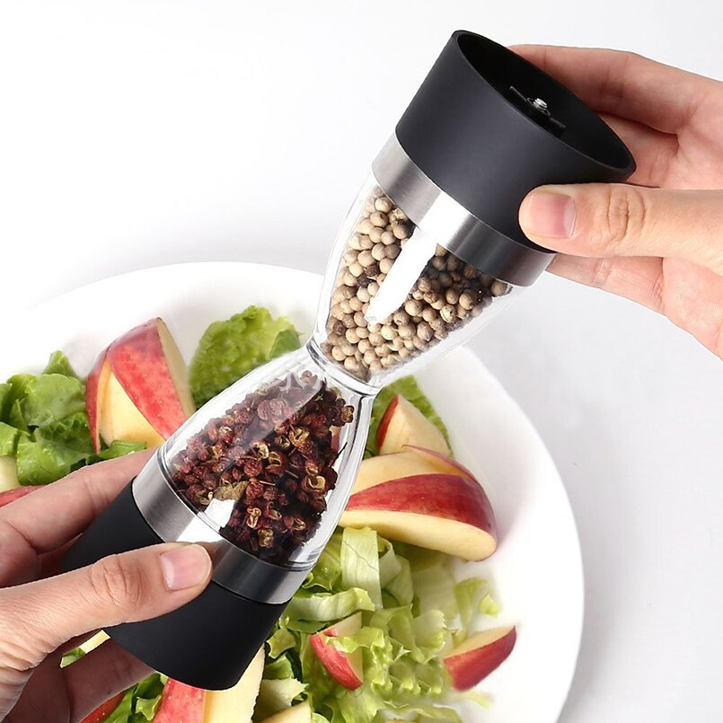 Ceramic Core Hourglass Shape Pepper Grinders Dual-head Sea Salt Pepper Powder Mills Spice Shaker Seasoning Muller