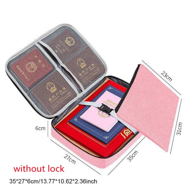 Large-capacity Document Storage Organizer Bag File Container Bills Folder File U Disk Arrange Briefcase Practical Accessories: A Pink