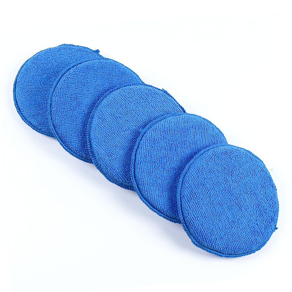 Silicone World-esponja para pulir y encerado de coche, bloque de microfibra, almohadilla aplicadora de espuma redonda, herramientas de limpieza para el cuidado de los detalles del coche, 5 uds.: Default Title