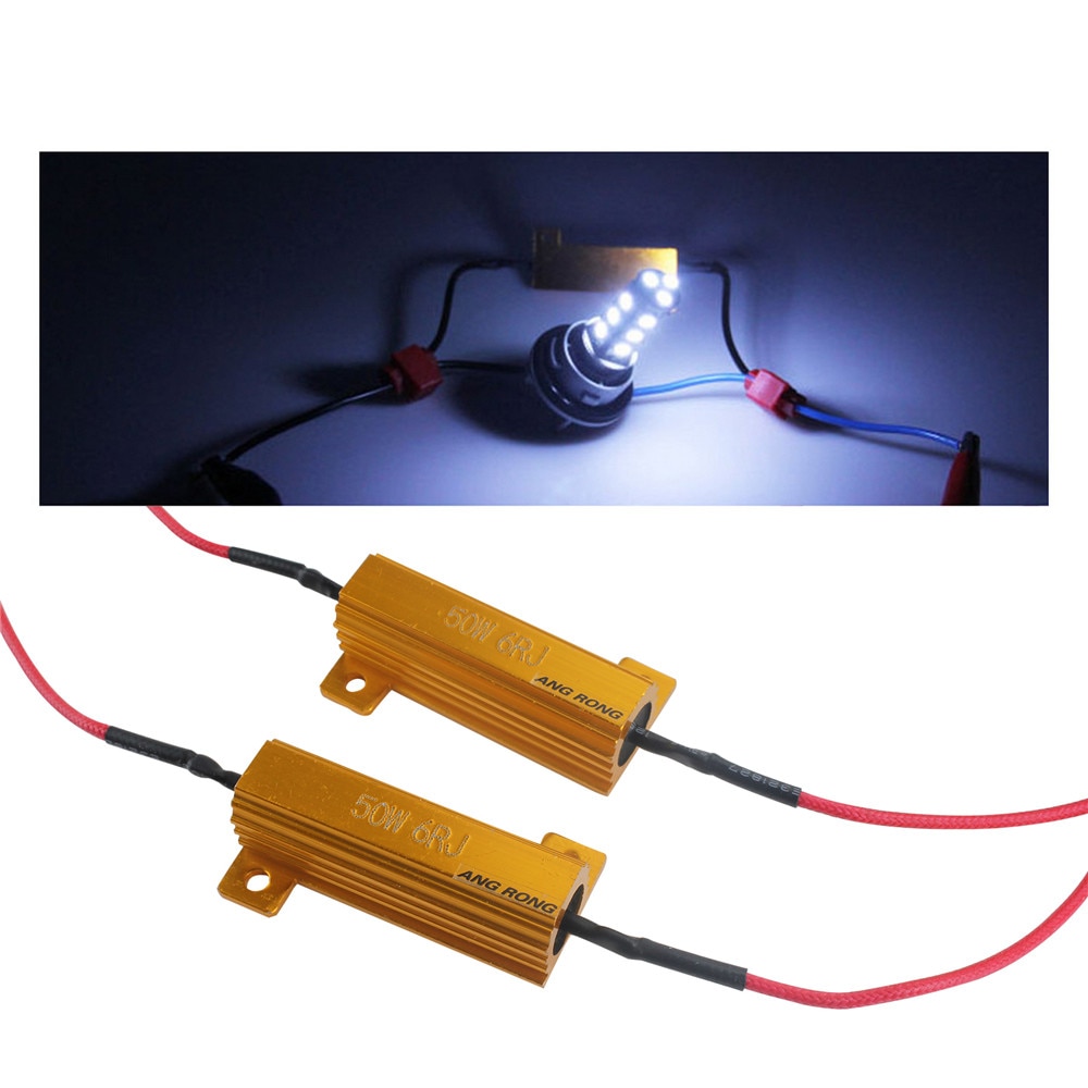 ANGRONG 2X LED Load Resistors 50W 6 ohm Stop Car Light Flicker Cancel Error Message 12V DRL Fog Lamp Canbus Canceller Decoder