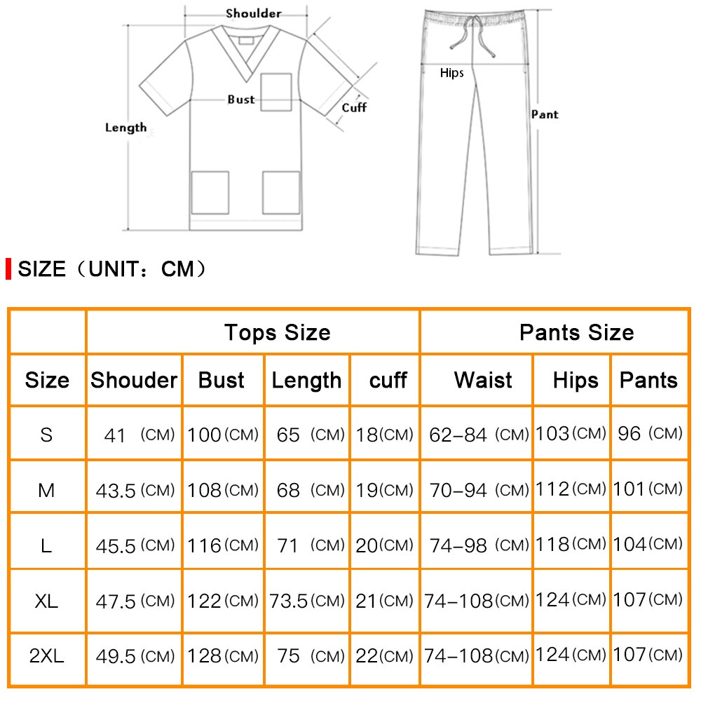 Women Men Workwear Short Sleeve V-neck Tops+Pants Health Workers Working Uniform Scrubs Set Suit Overalls Clothes Scrub uniform