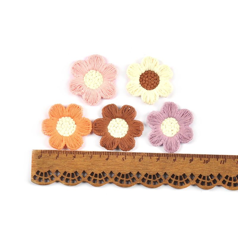 20 piezas 31mm clásico colorido bordado flor parches ropa horquilla apliques accesorios de costura DIY artesanías de álbum de recortes