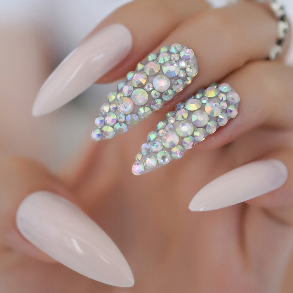Faux ongles personnalisés Extra longs pour Salon de manucure, rose clair clair, UV, pour Festival, 24 Ct