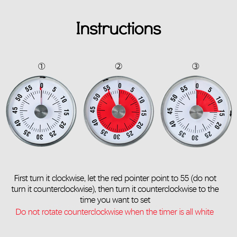 Kitchen Stainless Steel Timer Alarm Cooking Timer mechanical Round Countdown Magnetic Clock Timer Manager Home Kitchen Tool