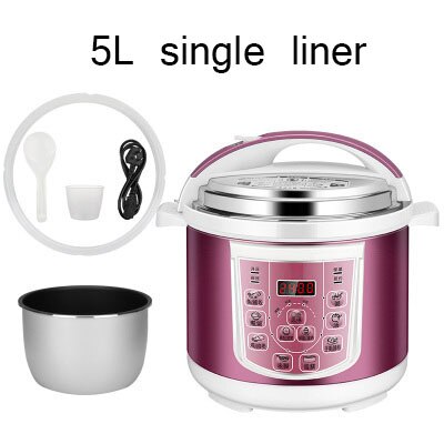 DMWD 220V 5L Home Electric Pressure Cooker Rice Cooker Stew Pot 8 Menu Soup Porridge Paste Cake Maker Kitchen Appliances: Lavender