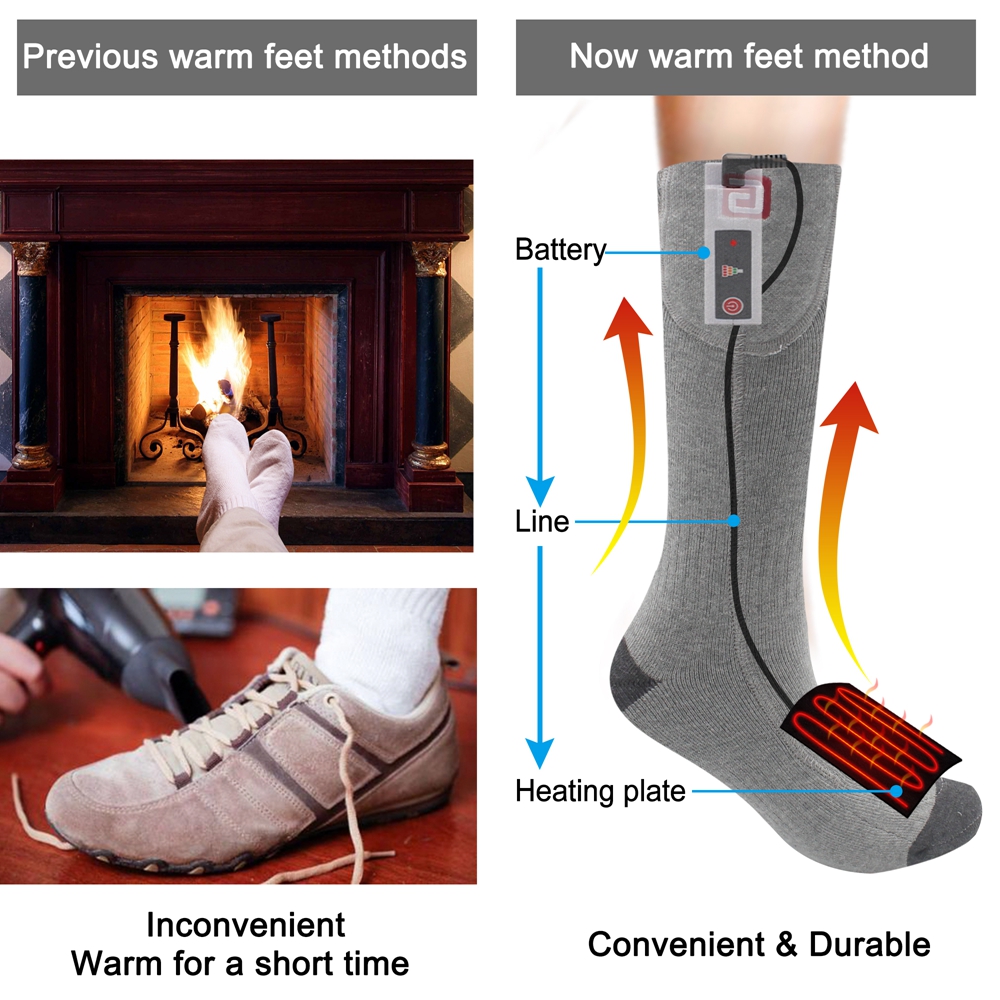 GLOBAL VASION Rechargeable Battery Heated Socks Kit for Chronically Cold Feet for Women and Men