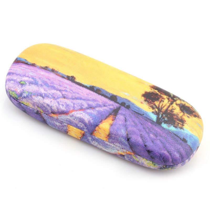 Funda de gafas de pintura al óleo para mujer funda de gafas de lectura de cuero duro para hombre Retro Unisex estampado Floral Protector de gafas: T10