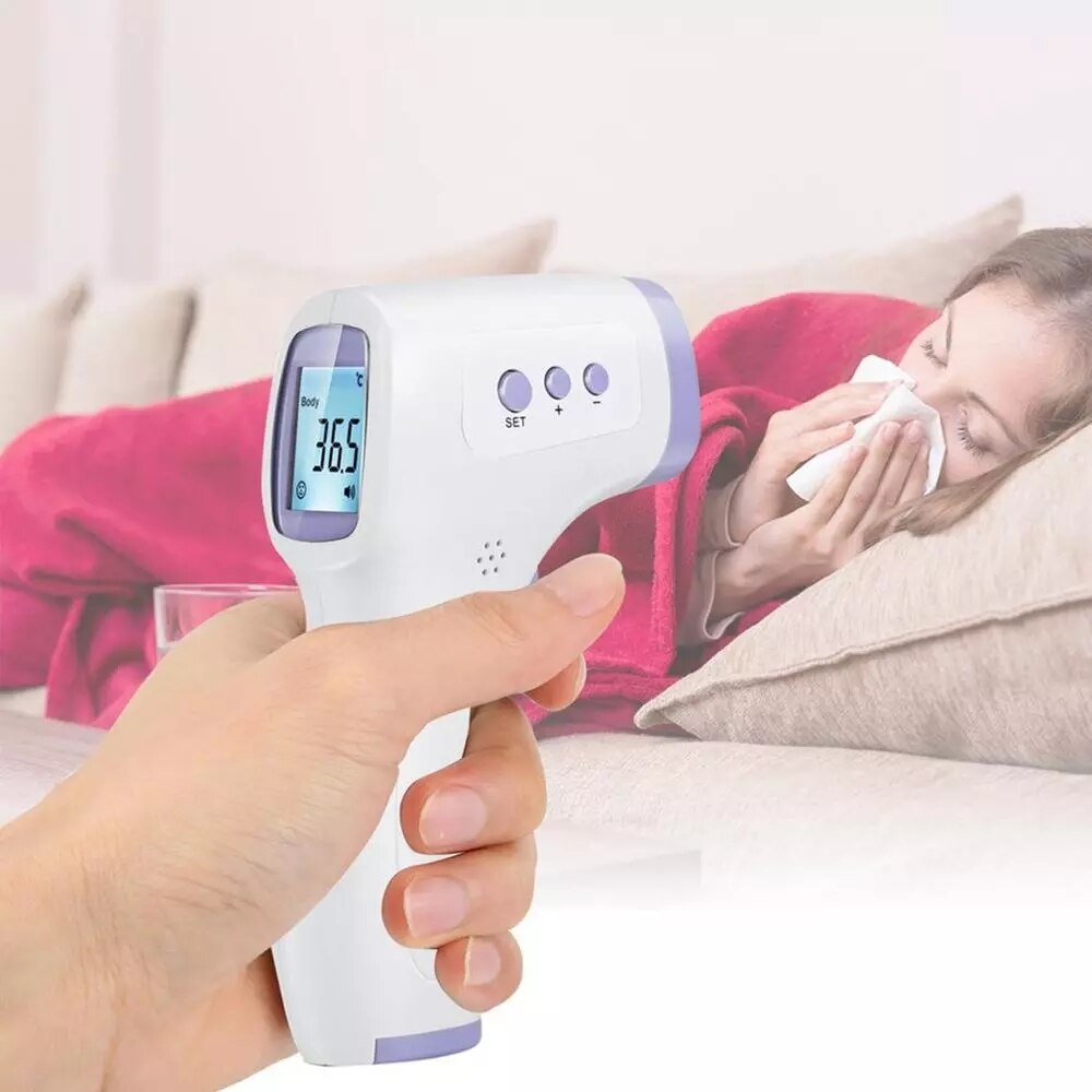 Non-contact IR Infrared Thermometer Forehead Temperature Measurement with LCD Three Colors Backlight Fever Thermometer