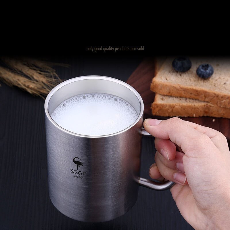 304 Rvs Cup Met Deksel Kinderen Rvs Water Fles Met Handvat Mondwater Cup Student Mok Anti-fall Mokken