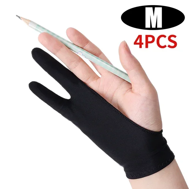 Zeichenhandschuh, Handflächenabweisung, Zwei-Finger-Handschuhe für Apfel IPad, kapazitives Tablette, Bildschirm, Künstler, Rechts-/Linkshand-Grafiktablett: Gold