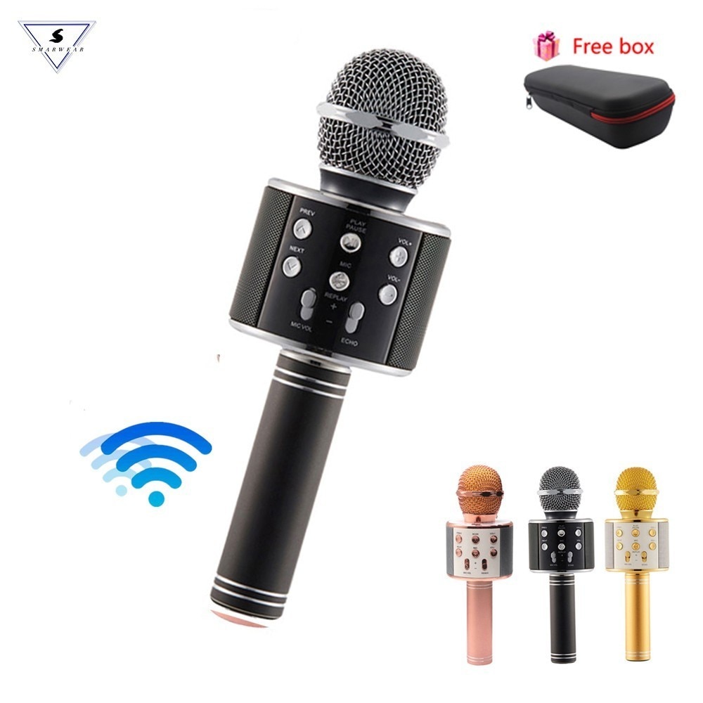 WS 858 Wireless Microphone Karaoke Condenser Mic Wtih Bag Bluetooth Stand Radio Mikrofon Studio Recording Mic WS858