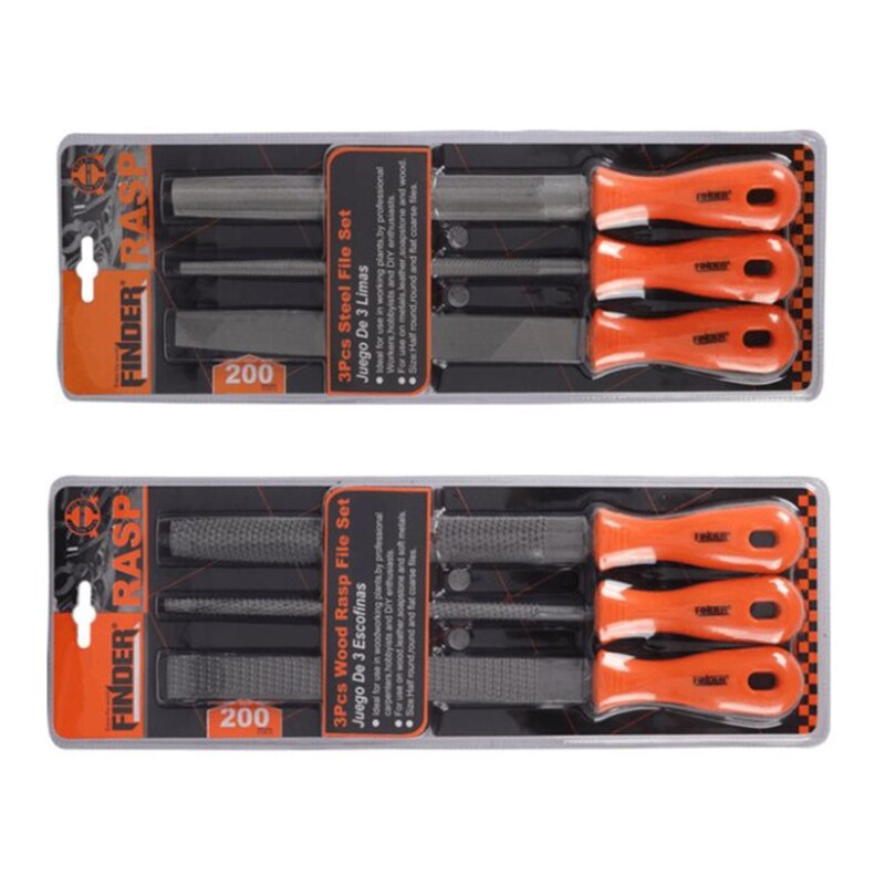 Durable Wood /Steel File Set Tools 3 Pcs for Plastic Wood Soft Metal and More
