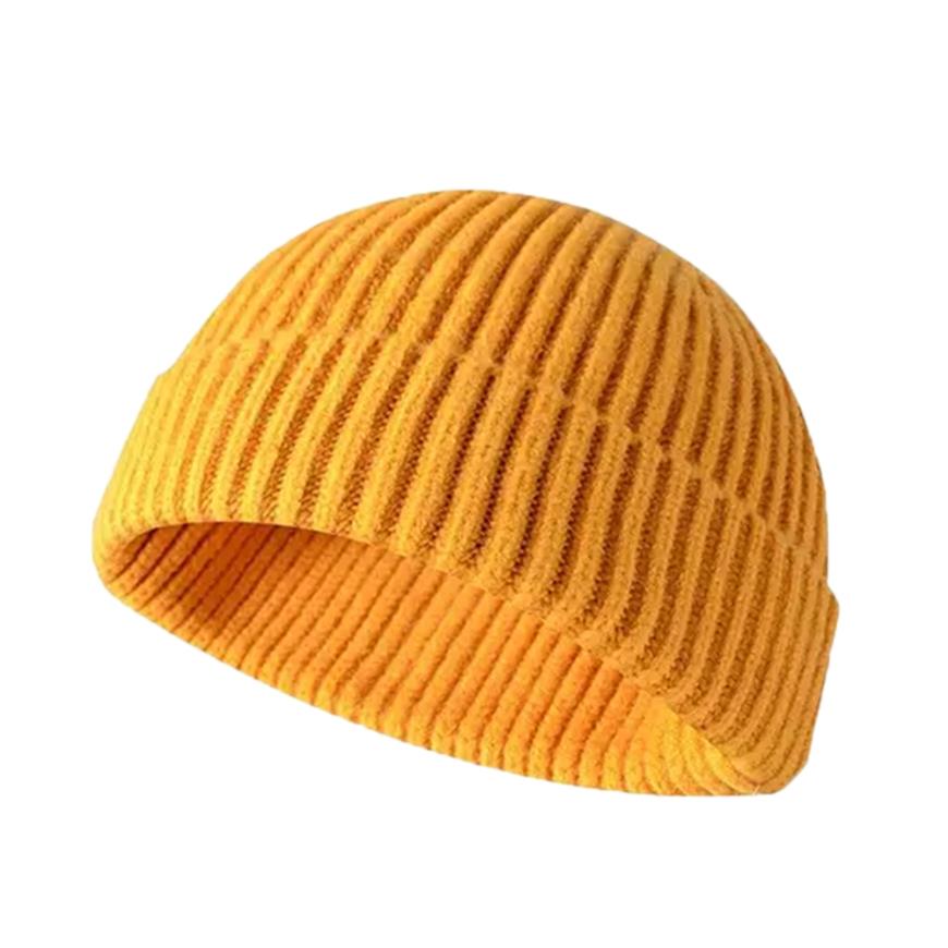 Kvinders mænds korte hat efterår vinter varm strikket solid elastisk beanie caps high street stil hip hop hat kraniet cap sømand cap: B