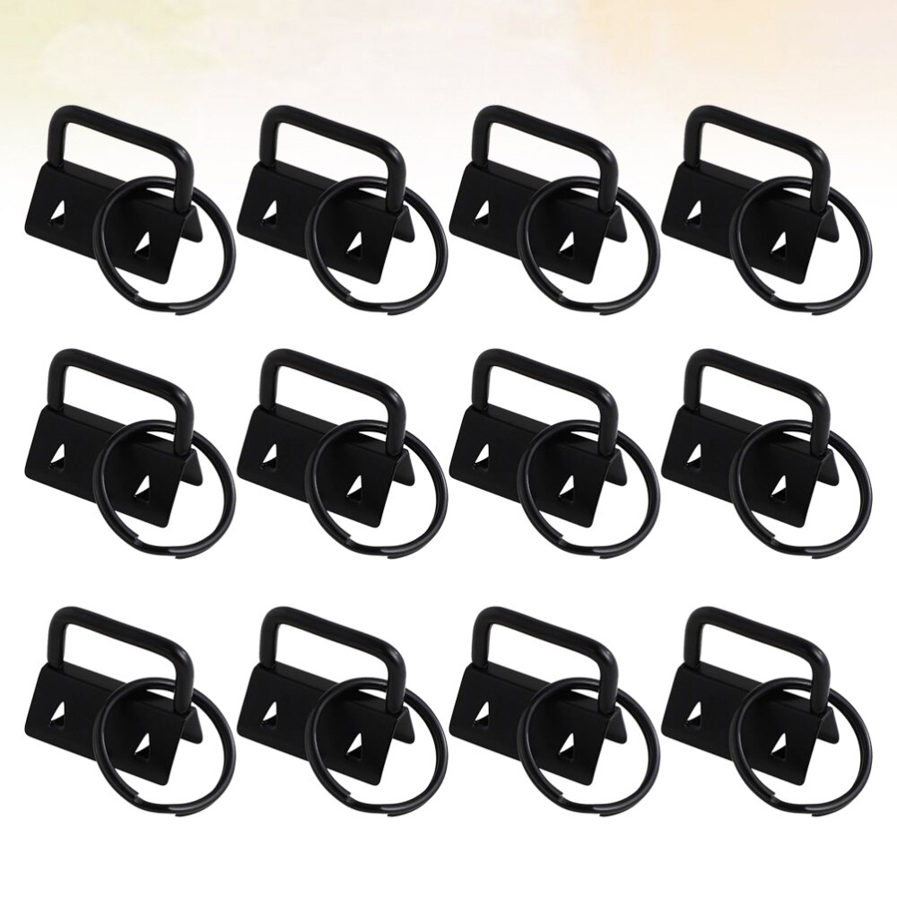 50Pcs DIY Fabric Hardware Key Chain Fob Wristlet Hardware with Key Ring for Lanyard Luggage Strap Accessories（25mm, Silver)