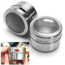 Magnetic Spice Tins Stainless Steel Spice Jars with Clear Shaker Lids Pepper Spice Storage Jars With Spice Labels
