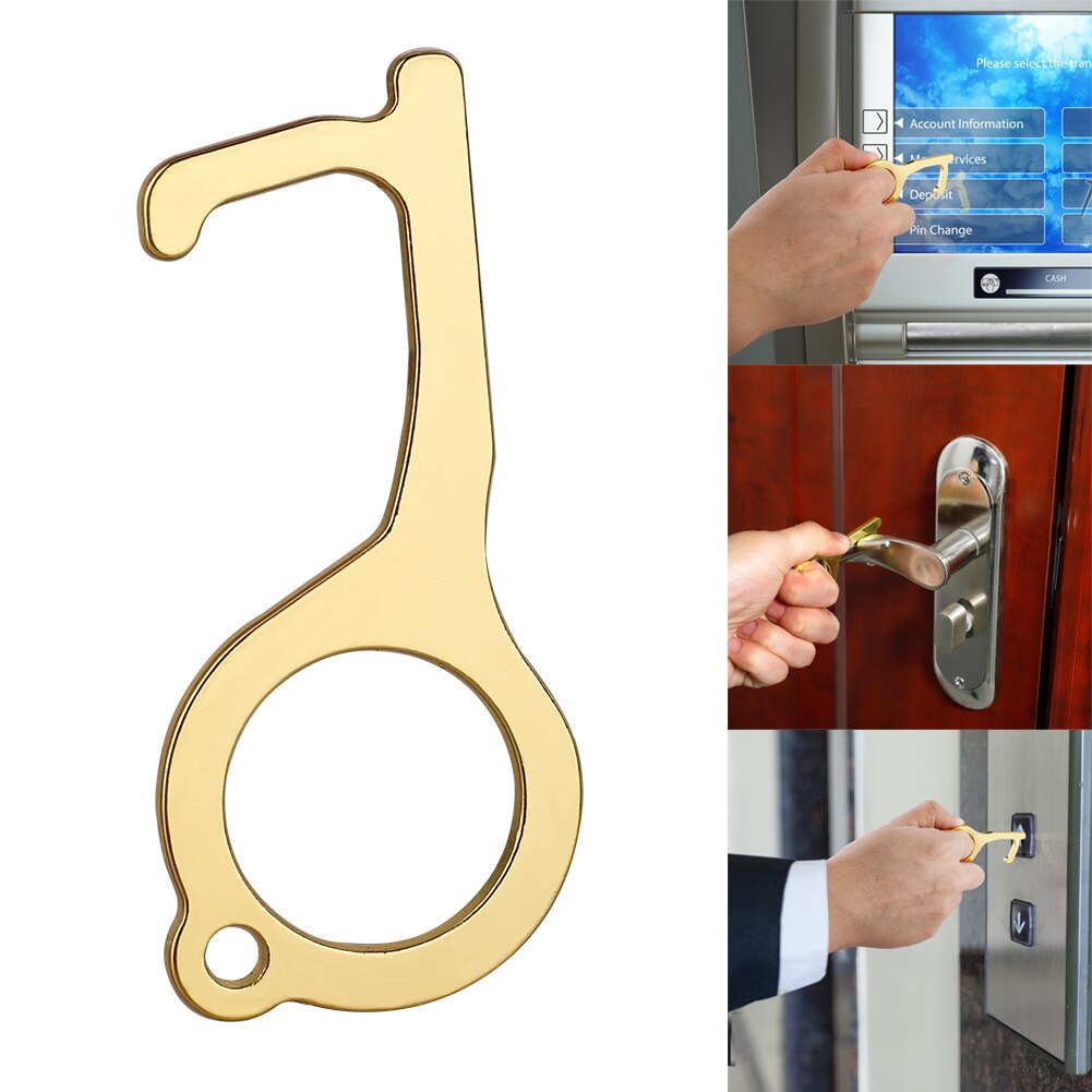 No-Touch EDC Door Opener Portable Press Elevator Safe Key Zinc Alloy Keychain Key Unbuckle With Universal Keychain Portable Hook