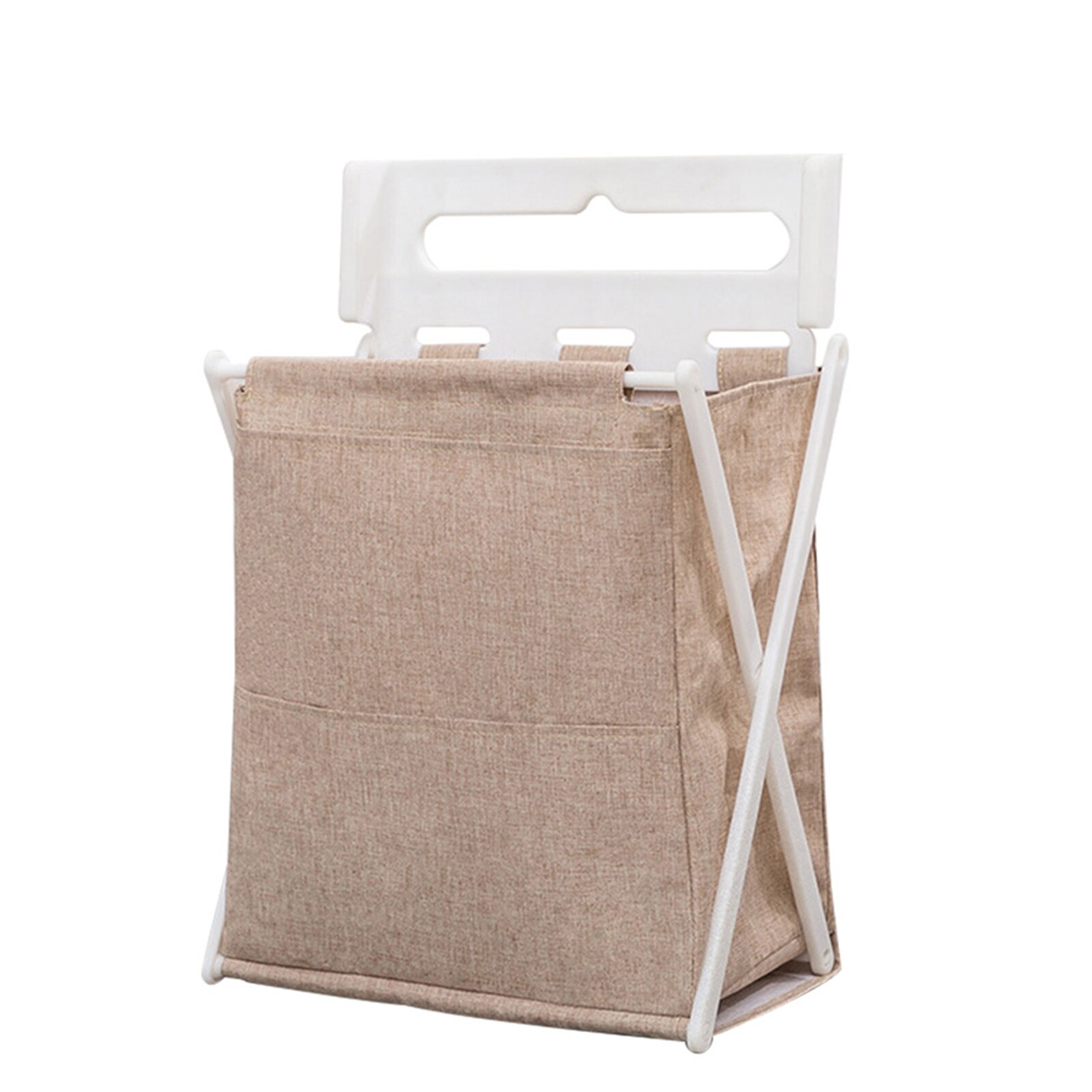 Wall Mounted Laundry Organizer Bag Foldable Washable Laundry Basket Home Clothes Storage Hamper @LS: khaki
