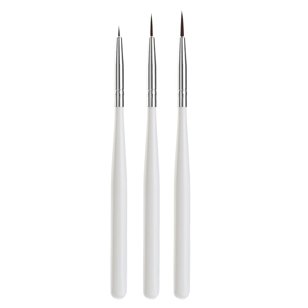 3 uds pincel sable para uñas Liner Nail Brush Art dibujo pintura pluma blanca despegador Liner stripper herramientas: Default Title