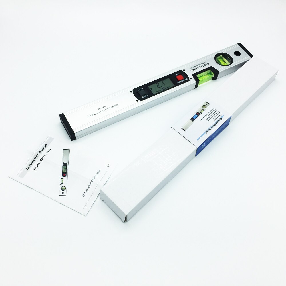 Digital Angle Finder Level 360 Degree Range Spirit Level Upright Inclinometer with Magnets Protractor Ruler: White
