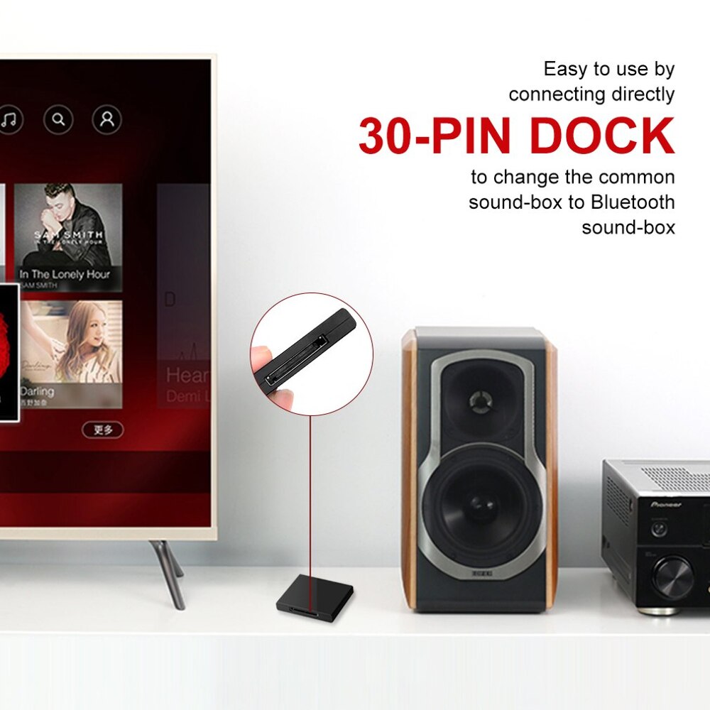Bluetooth V2.0 A2DP Muziek Ontvanger Adapter Voor Ipod Voor Iphone 30 Pin Dock Docking Station Speaker Met 1 Led
