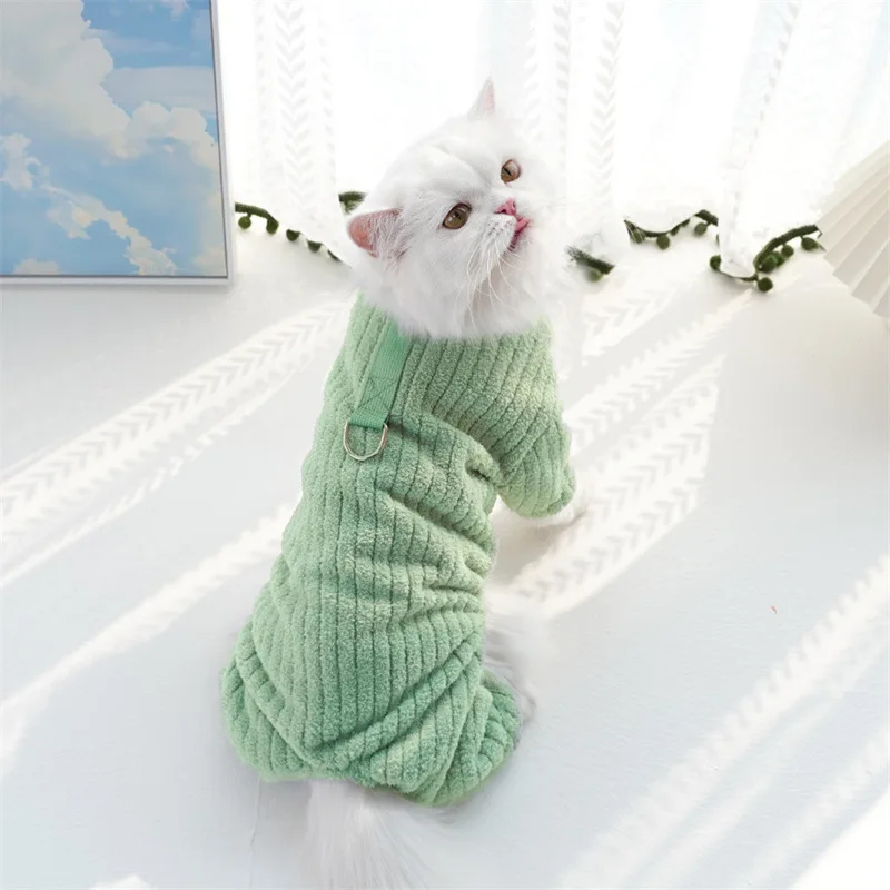 Macacão de lã coral para cães, cor sólida, roupas de inverno para cachorro, pijama macio, roupas térmicas para cães pequenos, gatos, fantasia para animais de estimação
