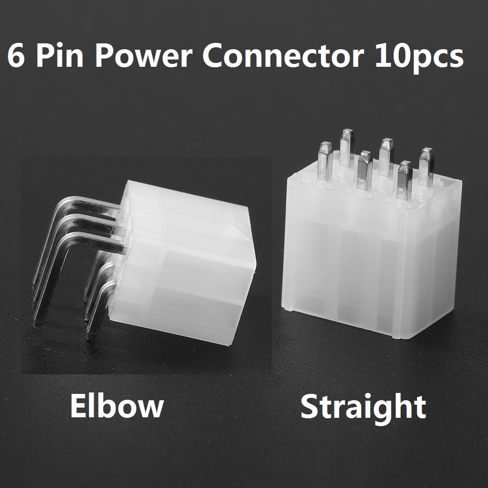 10PCS/1LOT 4.2mm white 6P female socket Straight/Elbow needle for PC computer ATX graphics card GPU PCI-E PCIe Power connector