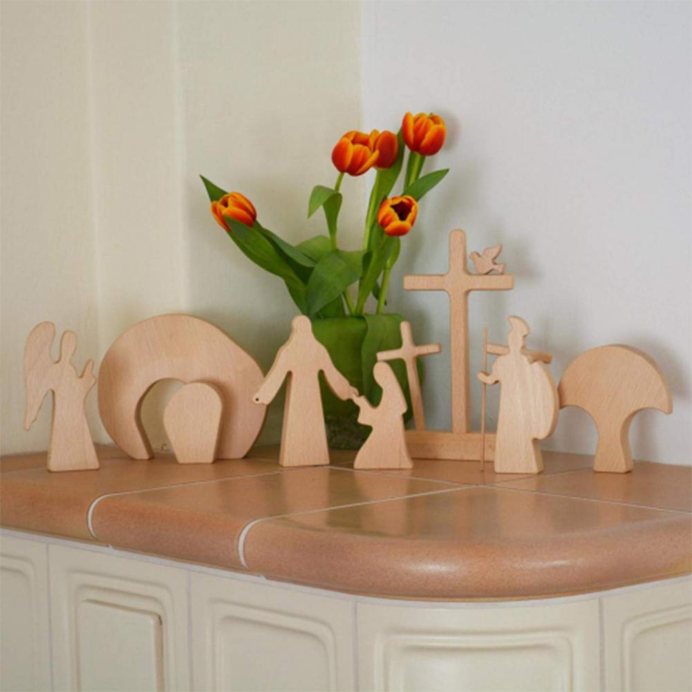 Pasen Opstanding Scène Houten Decoratie Pasen Decor Houten Kruis Opstanding Scene Decor Houten Kerststal Home Decor