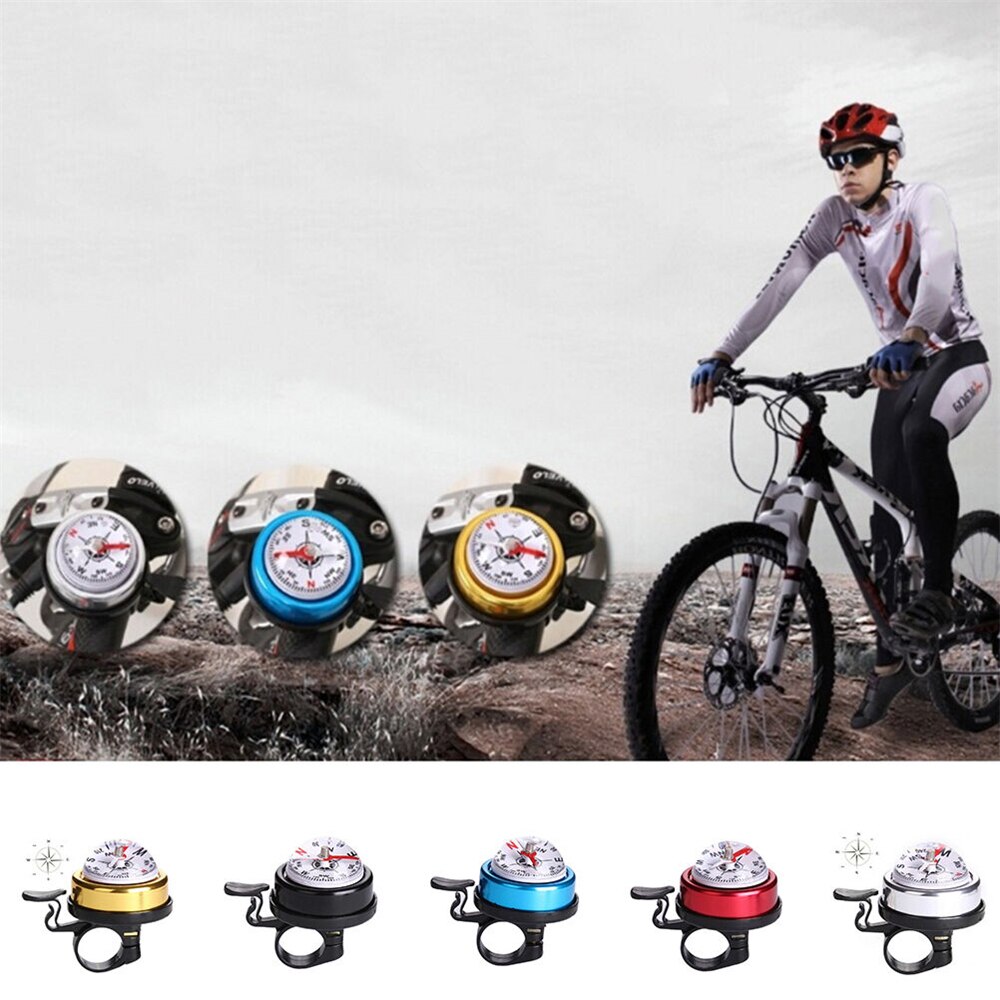 Compass Decoration Bicycle Ring Bell Outdoor Road Mountain Bike Handlebar Horn Bell Safety Drive Cycling Bell Alarm