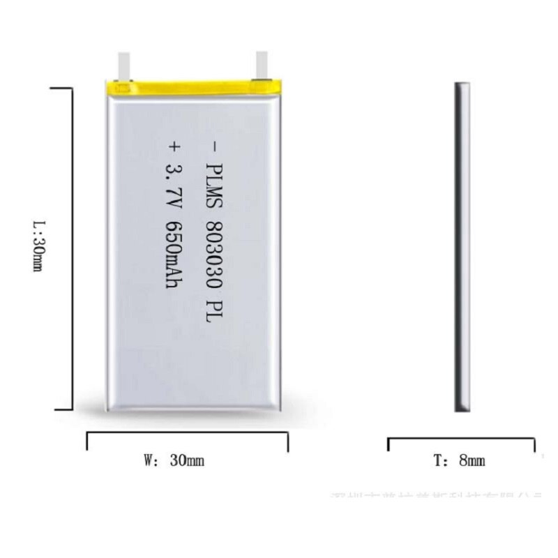 3.7V 650 Mah 803030 Lithium Polymer Lipo Oplaadbare Batterij Voor Mp3 Mp4 Mp5