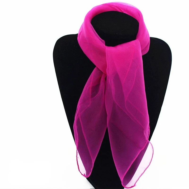 Soft Mesh Head Neck Solid Color Transparent Silk Scarf Women Luxury Spring Summer Stage Performance Square Towel Scarf for Women: Pink