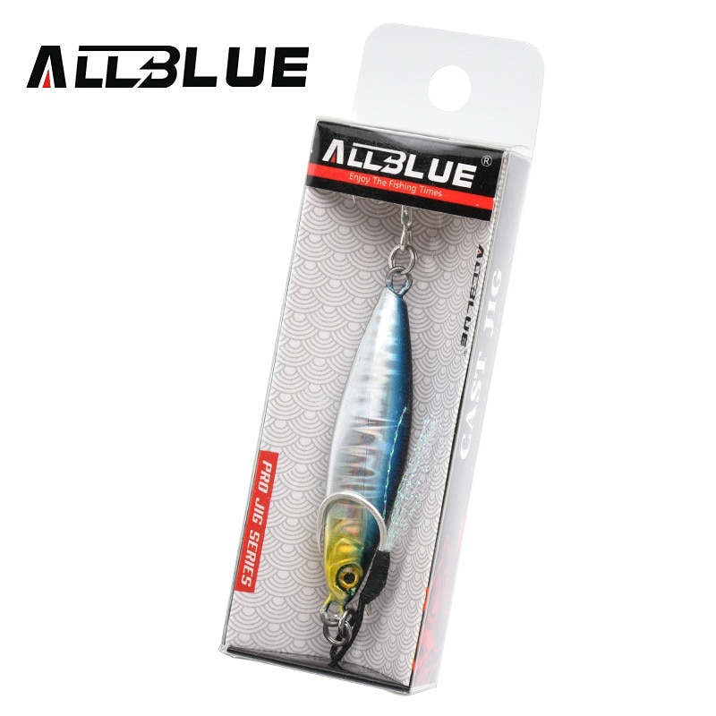 ALLBLUE-Plantilla de Metal de fundición de husillo, 20G, 30G, 40G, lanzar orilla, Jigging, cuchara, señuelo para pesca de lubina, cebo Artificial, aparejos giratorios