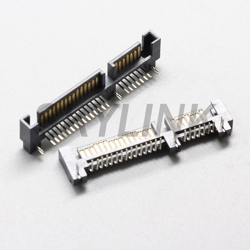 SATA Connector Male 7P+15P 22Pin Hard Disk Interface Right Angle Curved Pin Connector Socket PCB Mount
