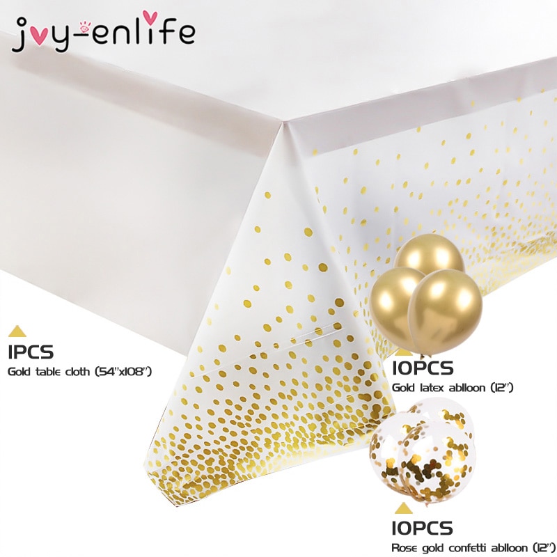 21pcs/set Disposable Party Table Cloths Rose Gold Dot Table Covers Confetti Balloons for Birthday Party Wedding Anniversary