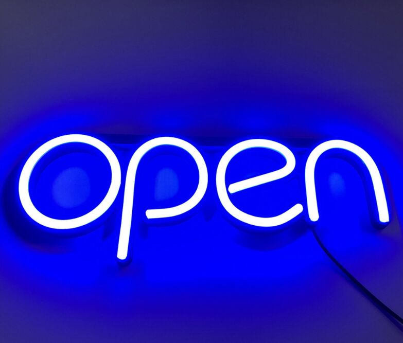 Åbent forretningsskilt neonlys ultra lyst ledet butik butik reklame lampe lys: Blå