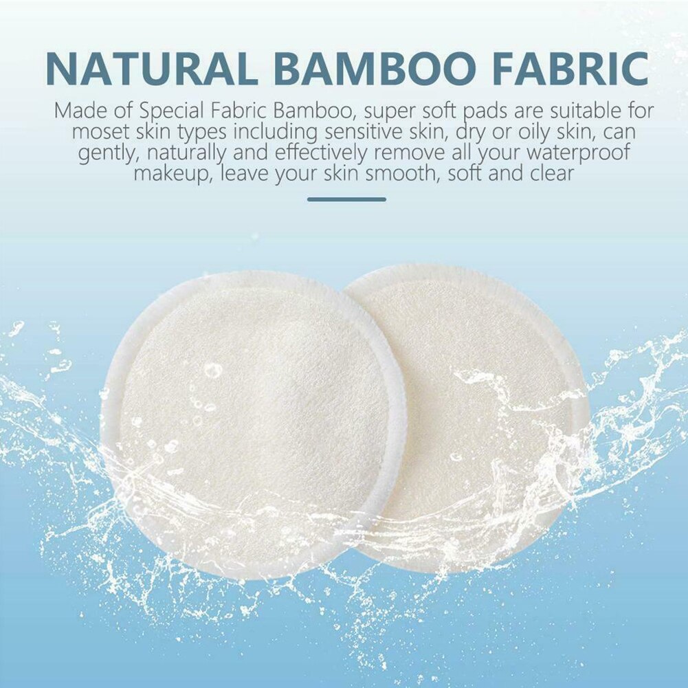 12Pcs Facial Doekjes Reinigen Herbruikbare Wasbare Ronde Zachte Bamboevezel Make-Up Remover Pad Cosmetica Tool Reizen Universele Scrub