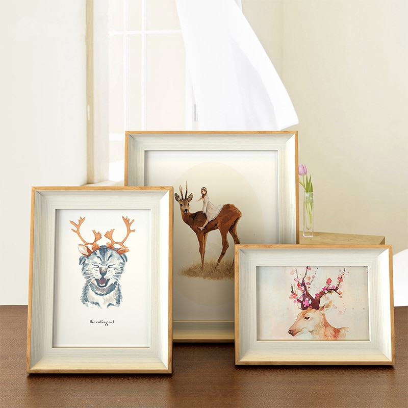 Nordic Style Photo Frame on Desktop 6/7/8/10 Inch Picture Frame For Home Decor Family Baby Photos Album marcos para fotos moldur